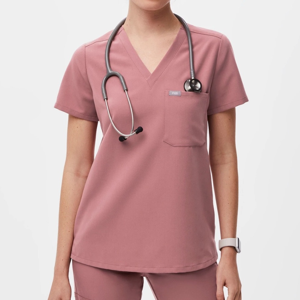 Figs Mauve Pink Catarina Scrub Top XS